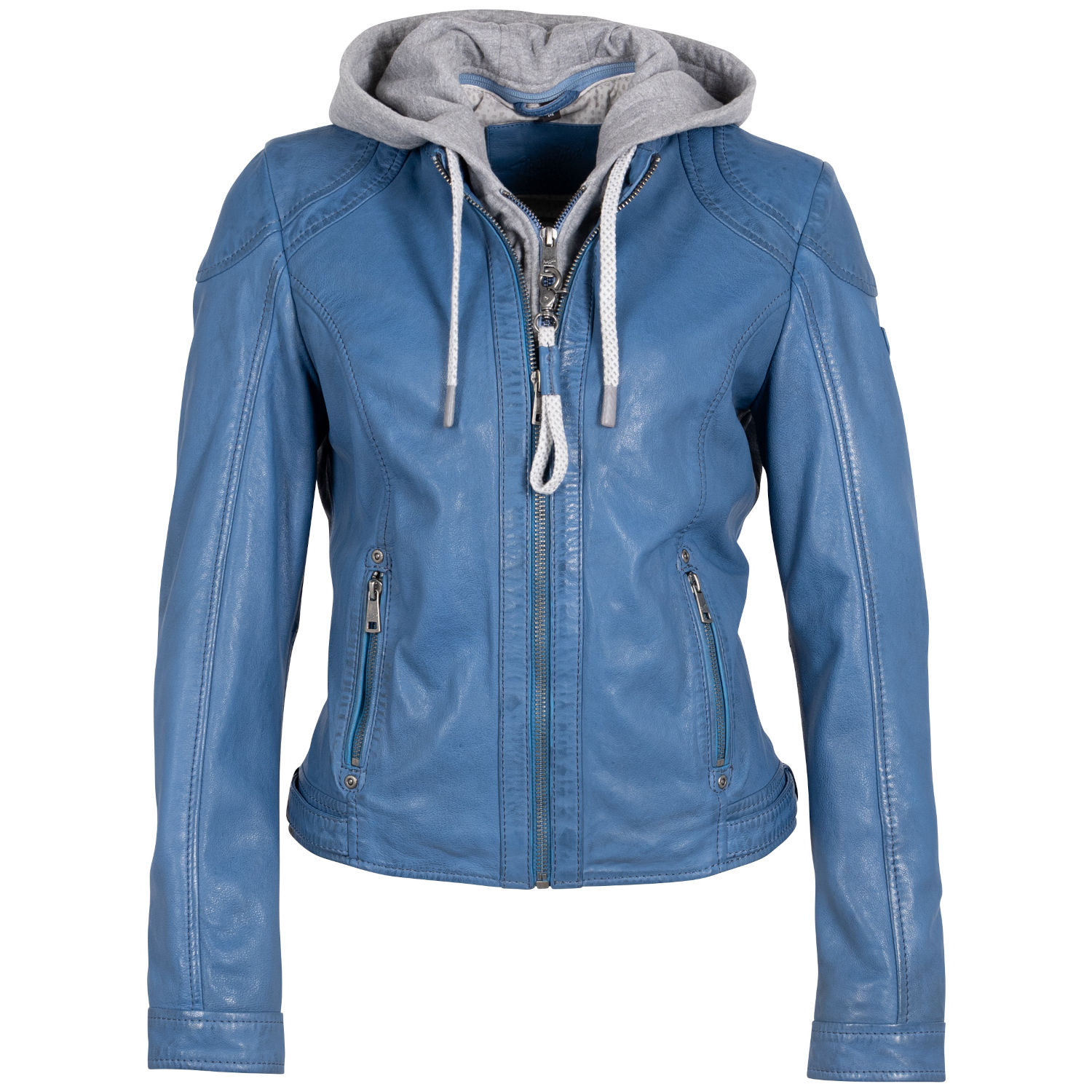 Damska kurtka skórzana Mauritius Niebieska MWAdila – Kurtki skórzane