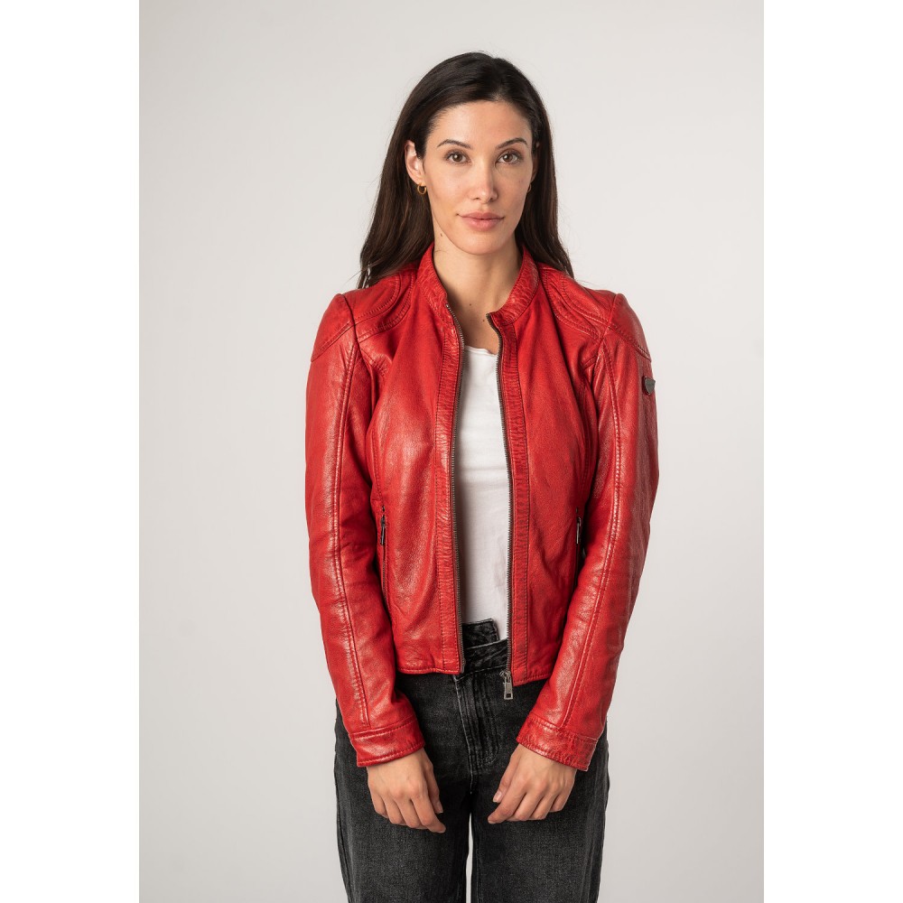 Skórzana Kurtka Damska Mauritius Czerwona MWAdila - readytowear