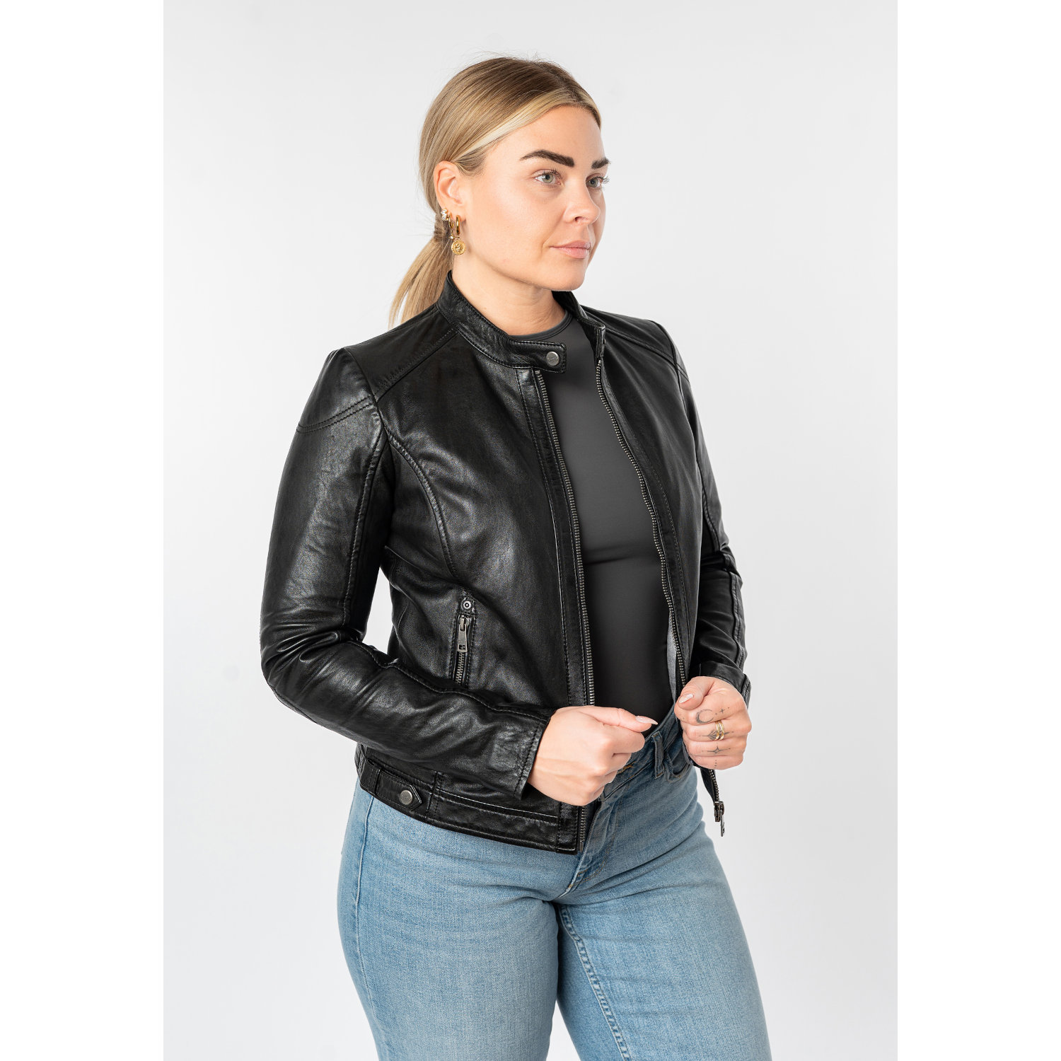 Kurtka skórzana damska Mauritius Czarna MWAlani – Kurtki skórzane