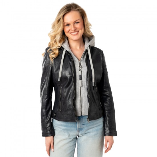 Kurtka skórzana damska Mauritius Ciemnogranatowa MWAleni