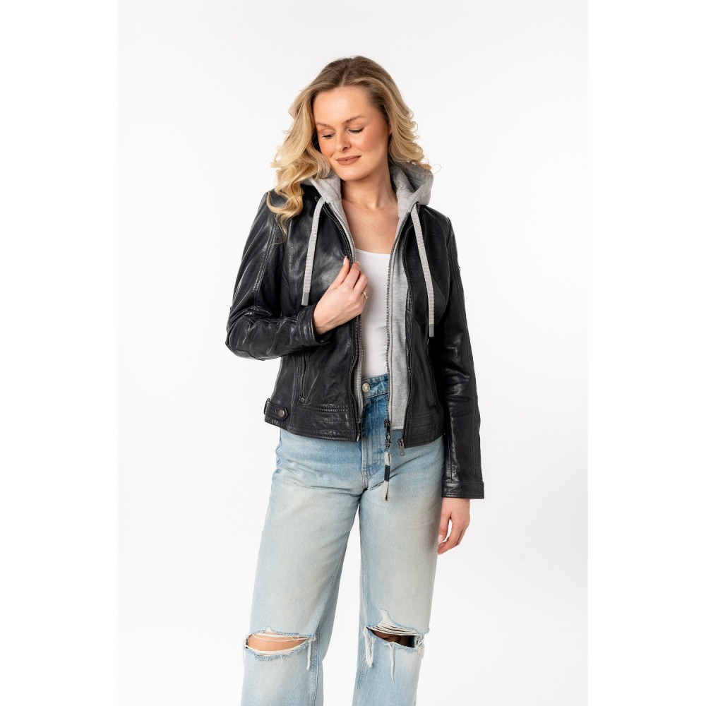 Kurtka skórzana damska Mauritius Ciemnogranatowa MWAleni - readytowear