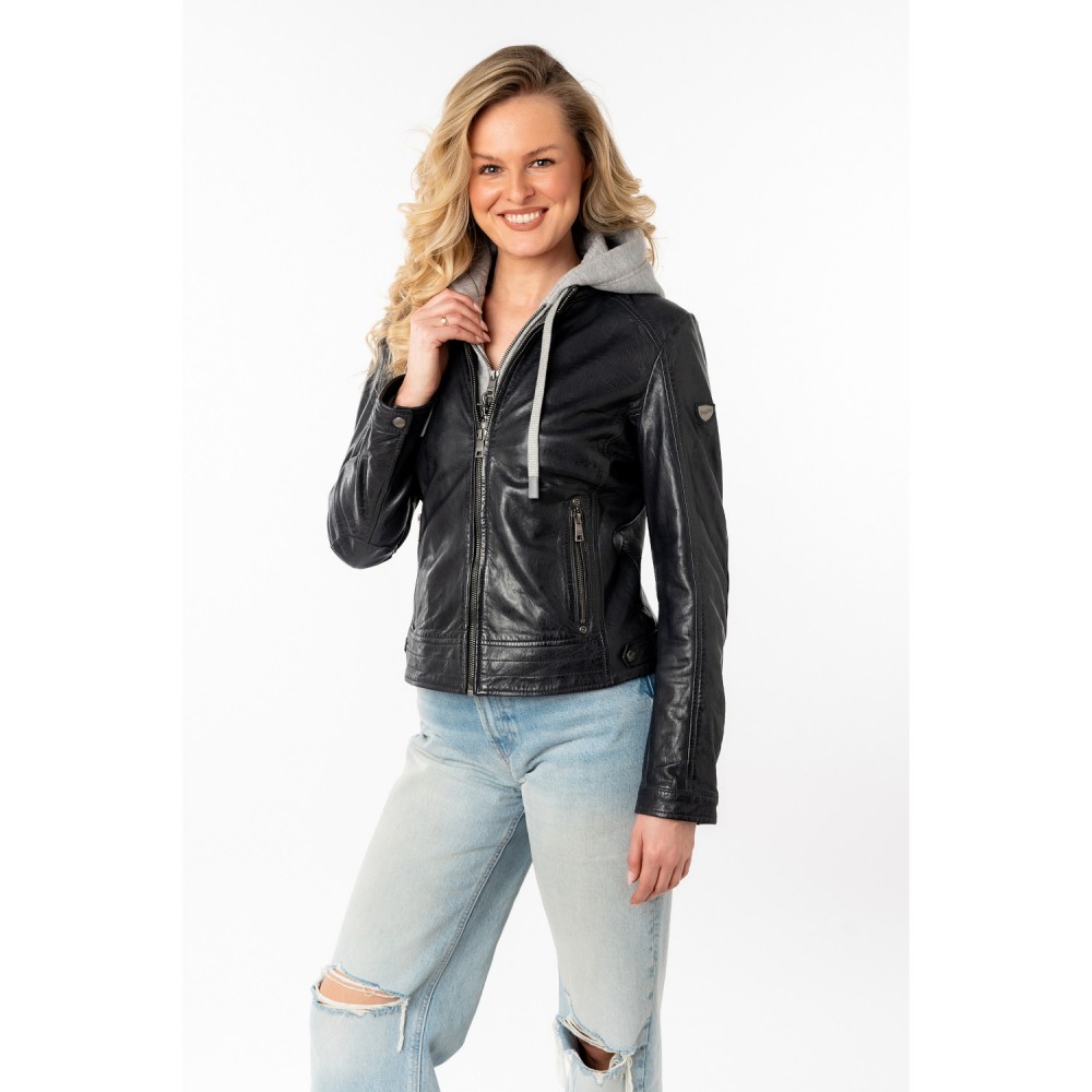 Kurtka skórzana damska Mauritius Ciemnogranatowa MWAleni - readytowear