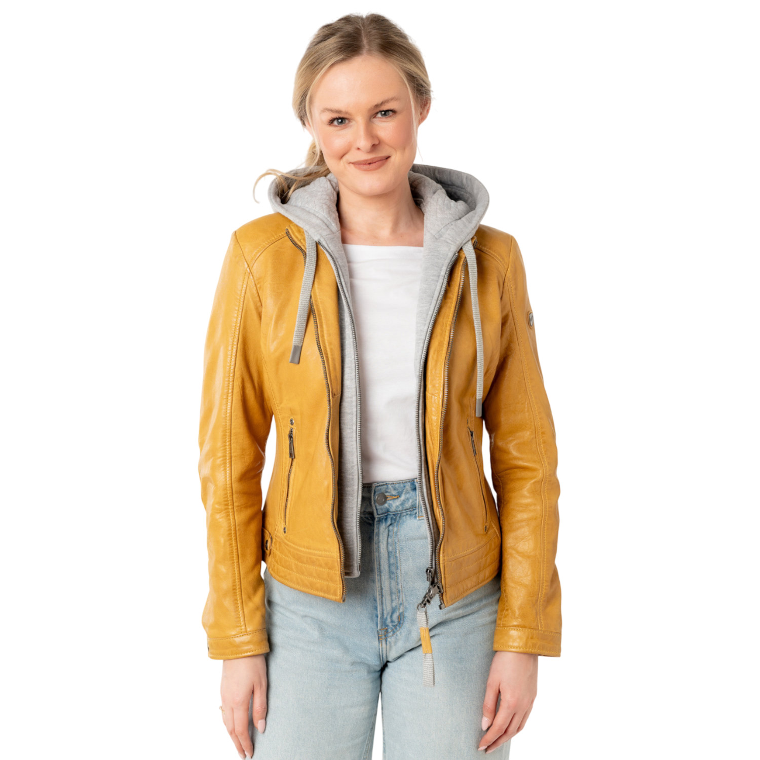 Kurtka skórzana damska Mauritius Ciemnożółta MWAleni – Kurtki skórzane