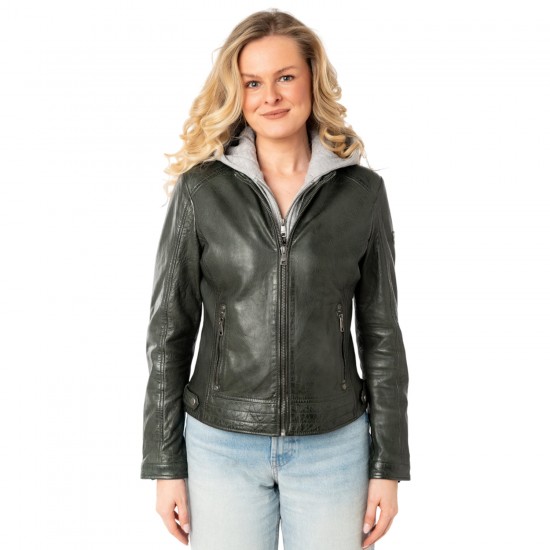 Kurtka skórzana damska Mauritius Ciemna oliwka MWAleni