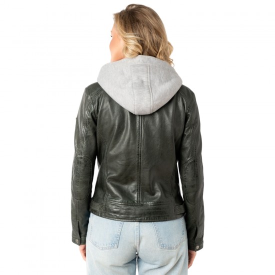 Kurtka skórzana damska Mauritius Ciemna oliwka MWAleni