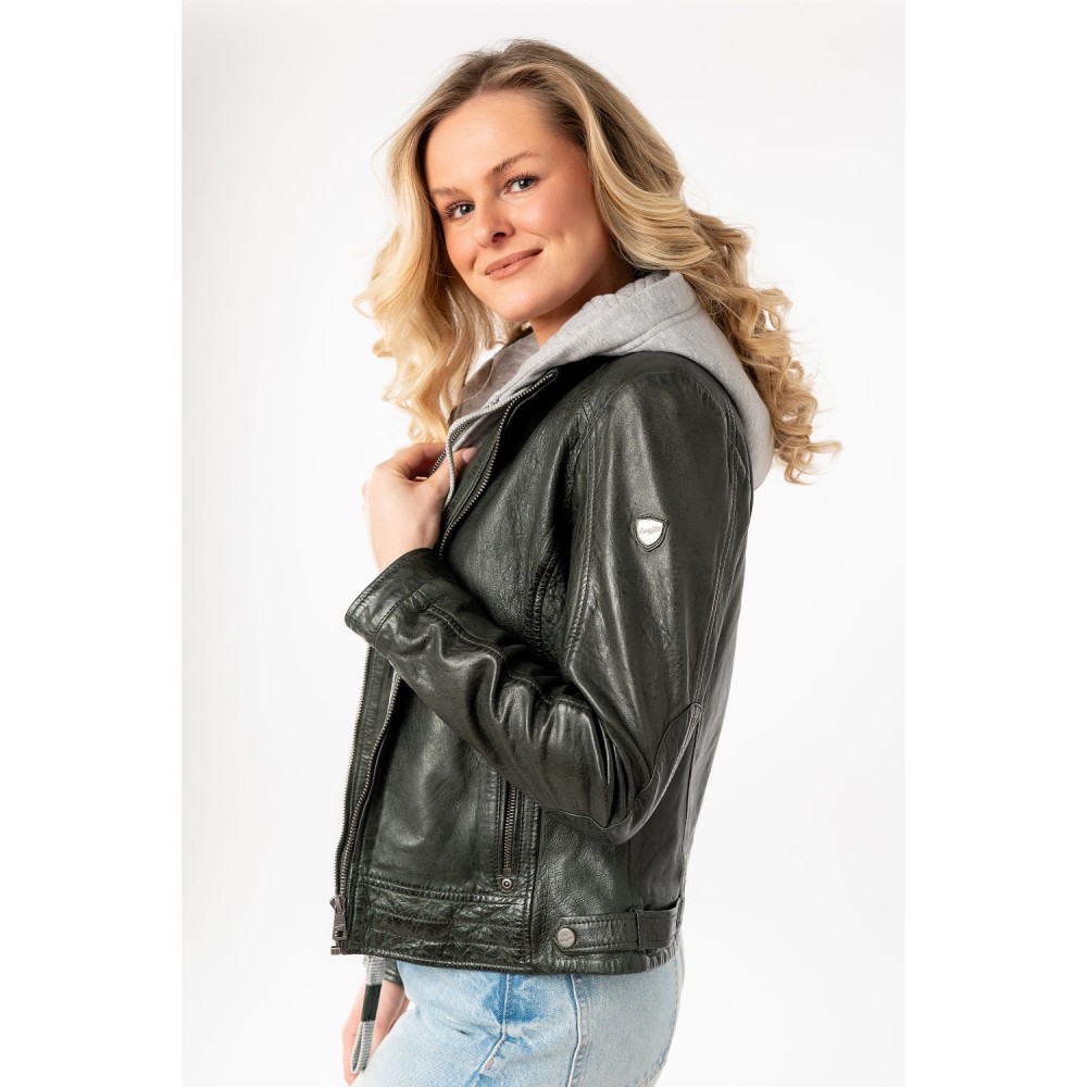 Kurtka skórzana damska Mauritius Ciemna oliwka MWAleni - readytowear