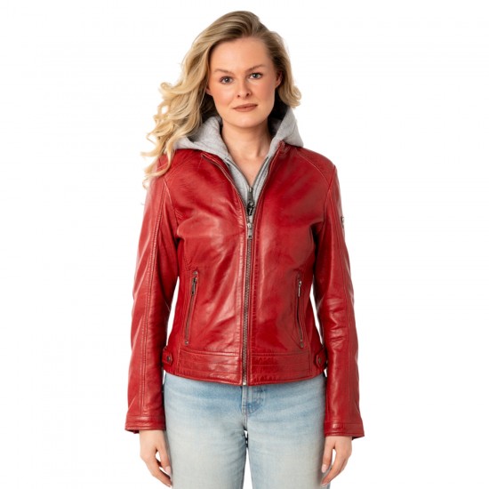 Kurtka skórzana damska Mauritius czerwona MWAleni