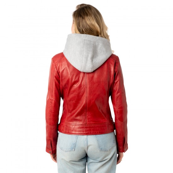 Kurtka skórzana damska Mauritius czerwona MWAleni