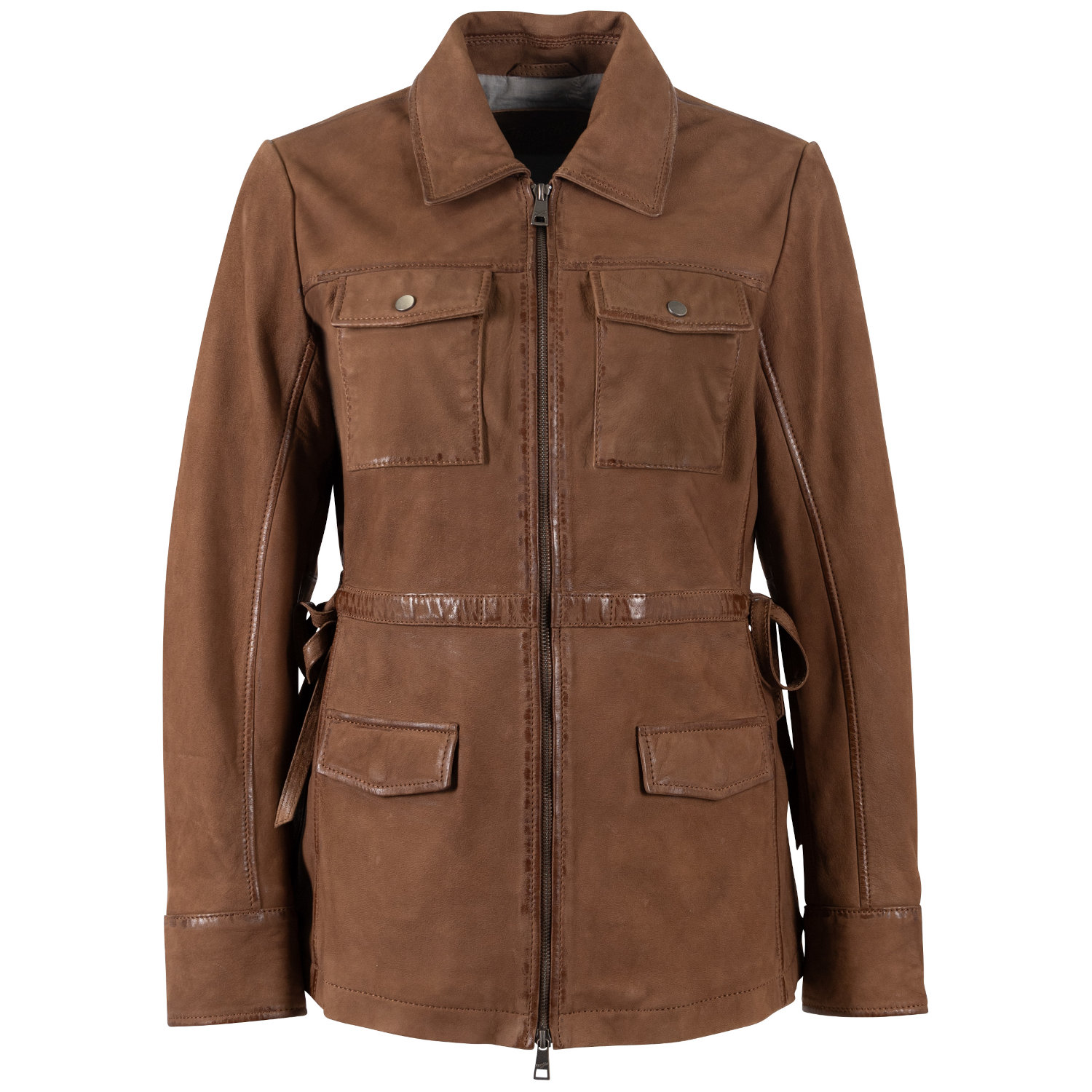 Długa skórzana kurtka damska Mauritius Ciemny koniak MWAmma – Kurtki skórzane