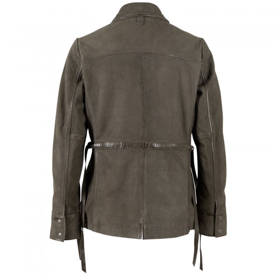 Długa skórzana kurtka damska Mauritius Oliwkowa MWAmma