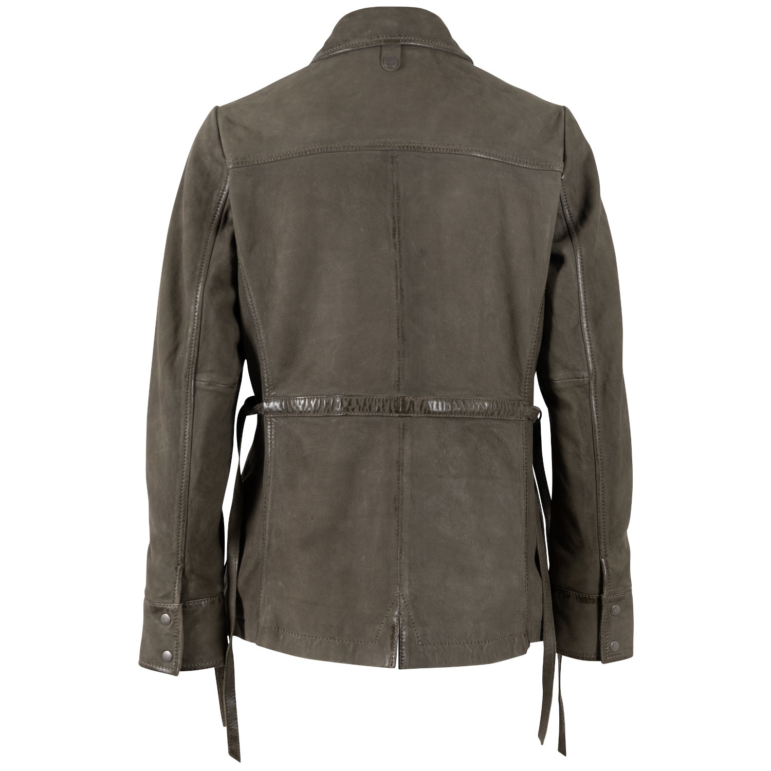 Długa skórzana kurtka damska Mauritius Oliwkowa MWAmma – Kurtki skórzane