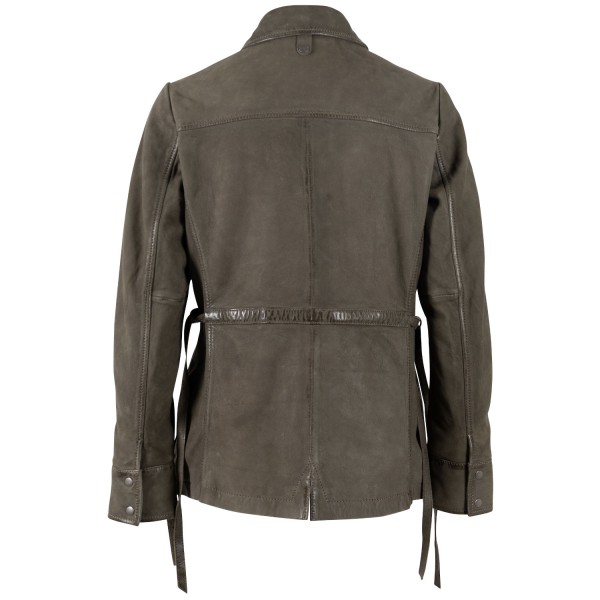 Długa skórzana kurtka damska Mauritius Oliwkowa MWAmma