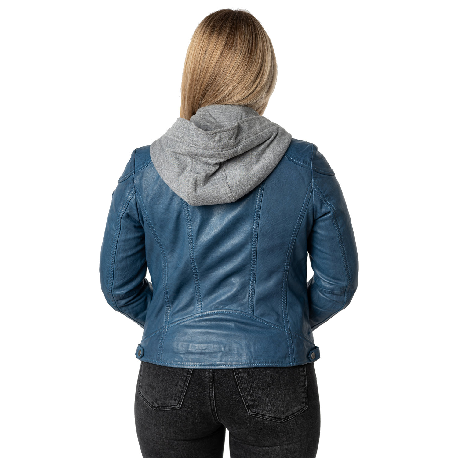 Kurtka skórzana damska Mauritius niebieska MWAmmy – Kurtki skórzane