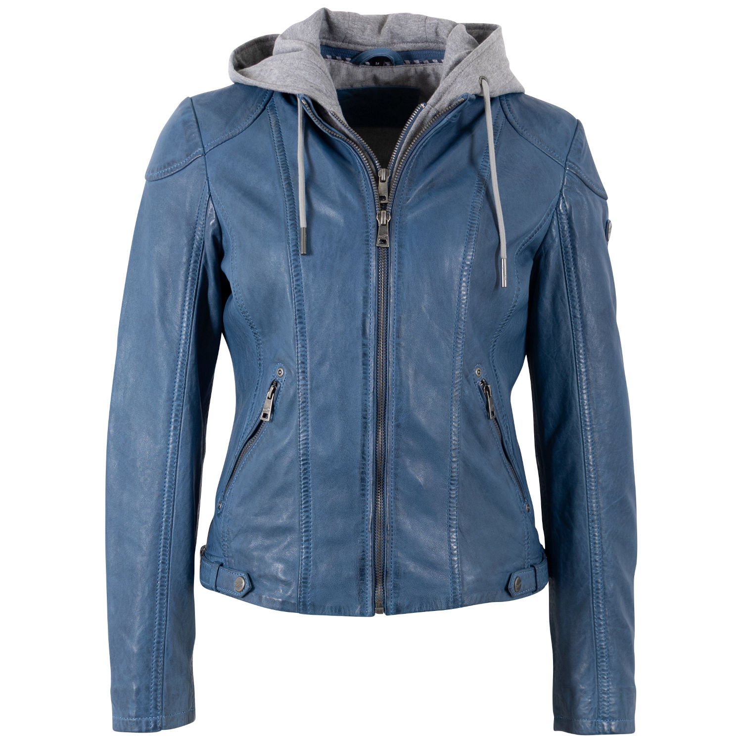 Kurtka skórzana damska Mauritius niebieska MWAmmy – Kurtki skórzane
