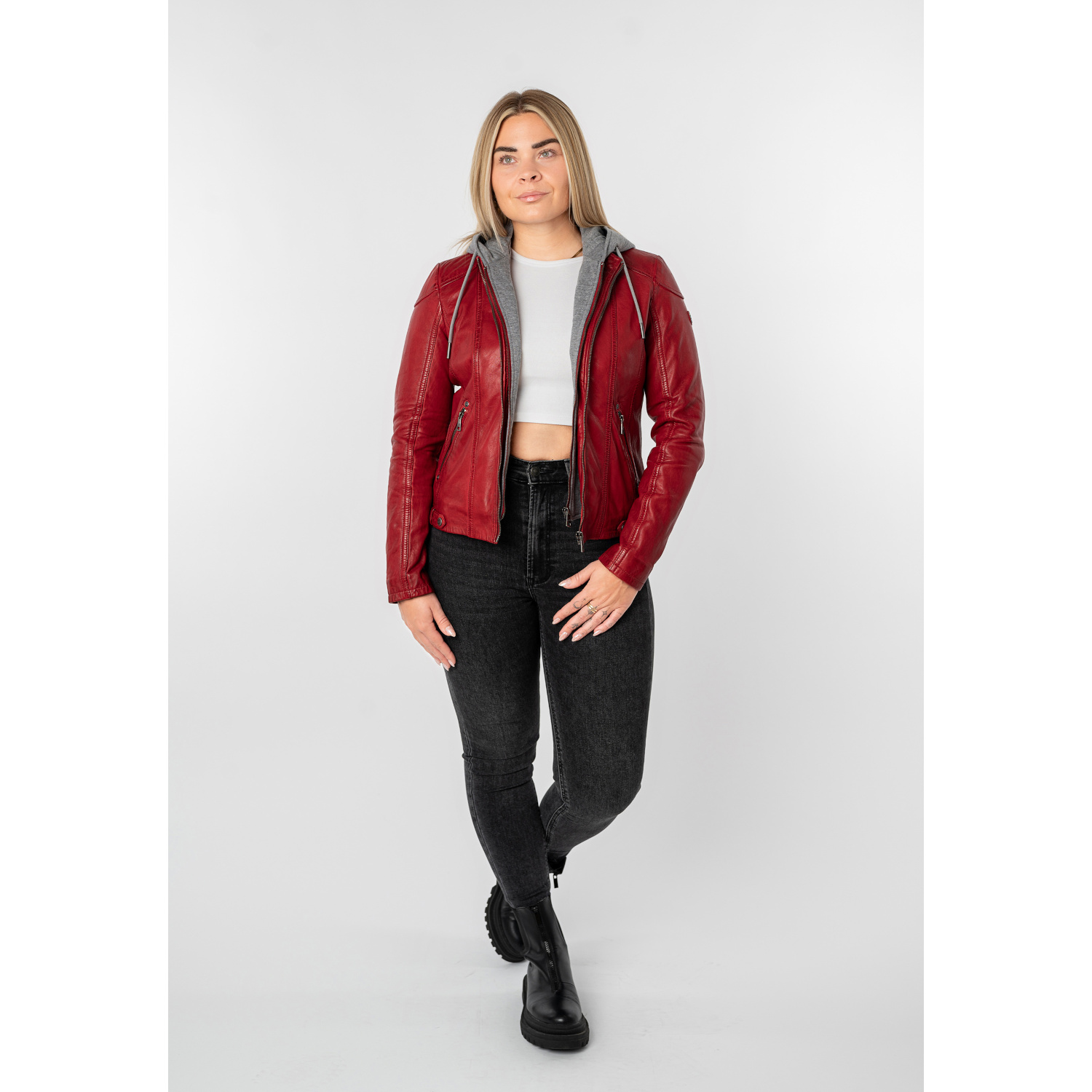 Kurtka skórzana damska Mauritius czerwona MWAmmy – Kurtki skórzane