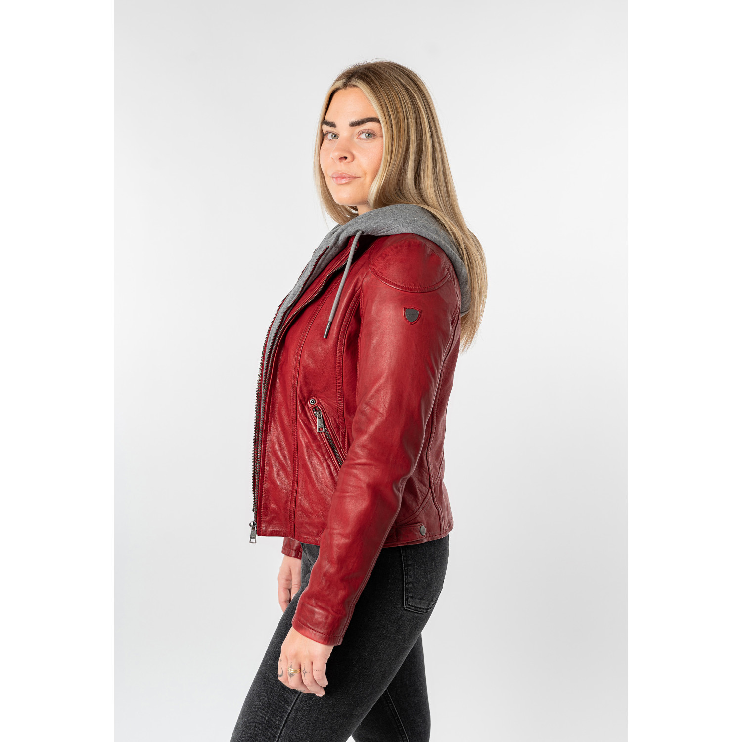 Kurtka skórzana damska Mauritius czerwona MWAmmy – Kurtki skórzane