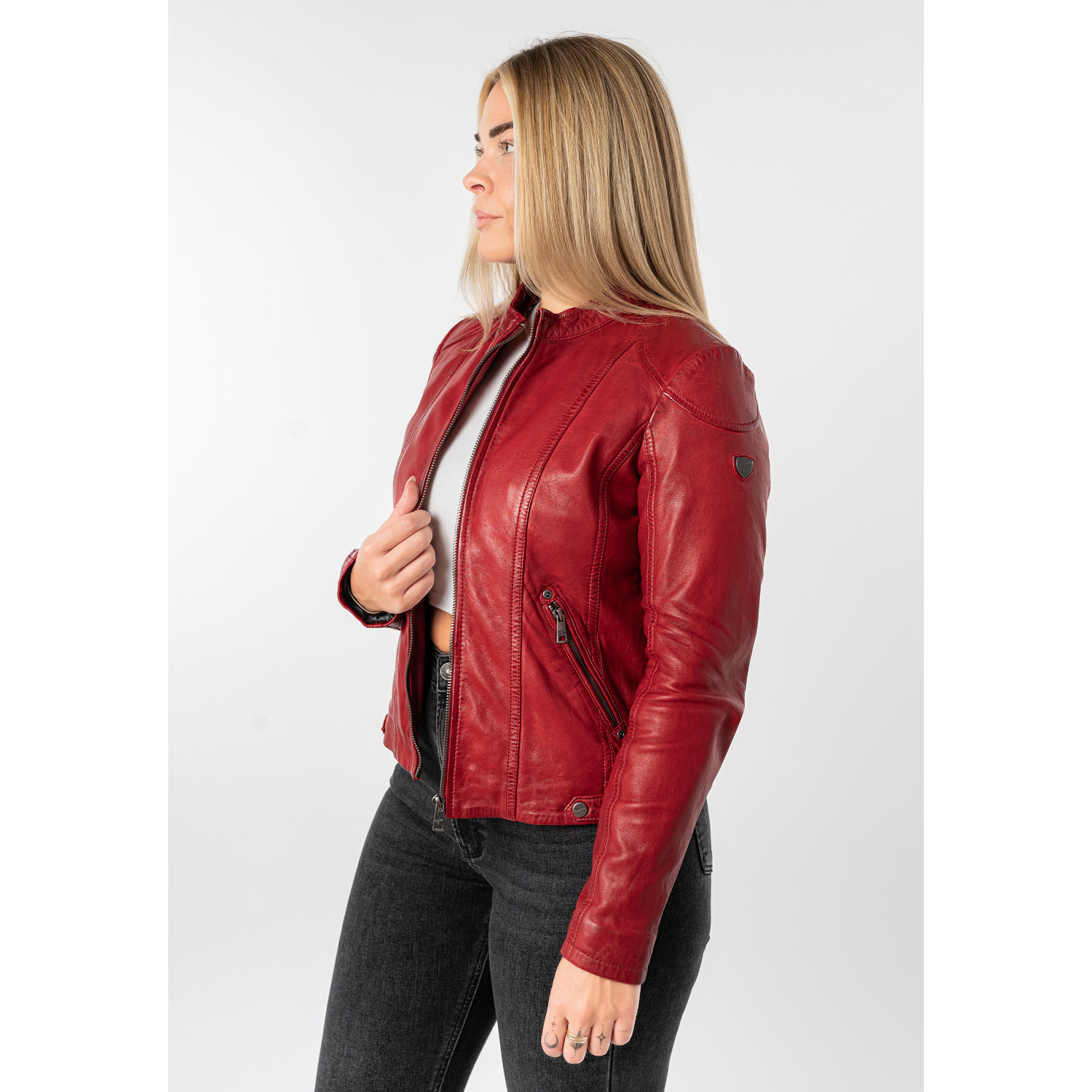 Kurtka skórzana damska Mauritius czerwona MWAmmy – Kurtki skórzane