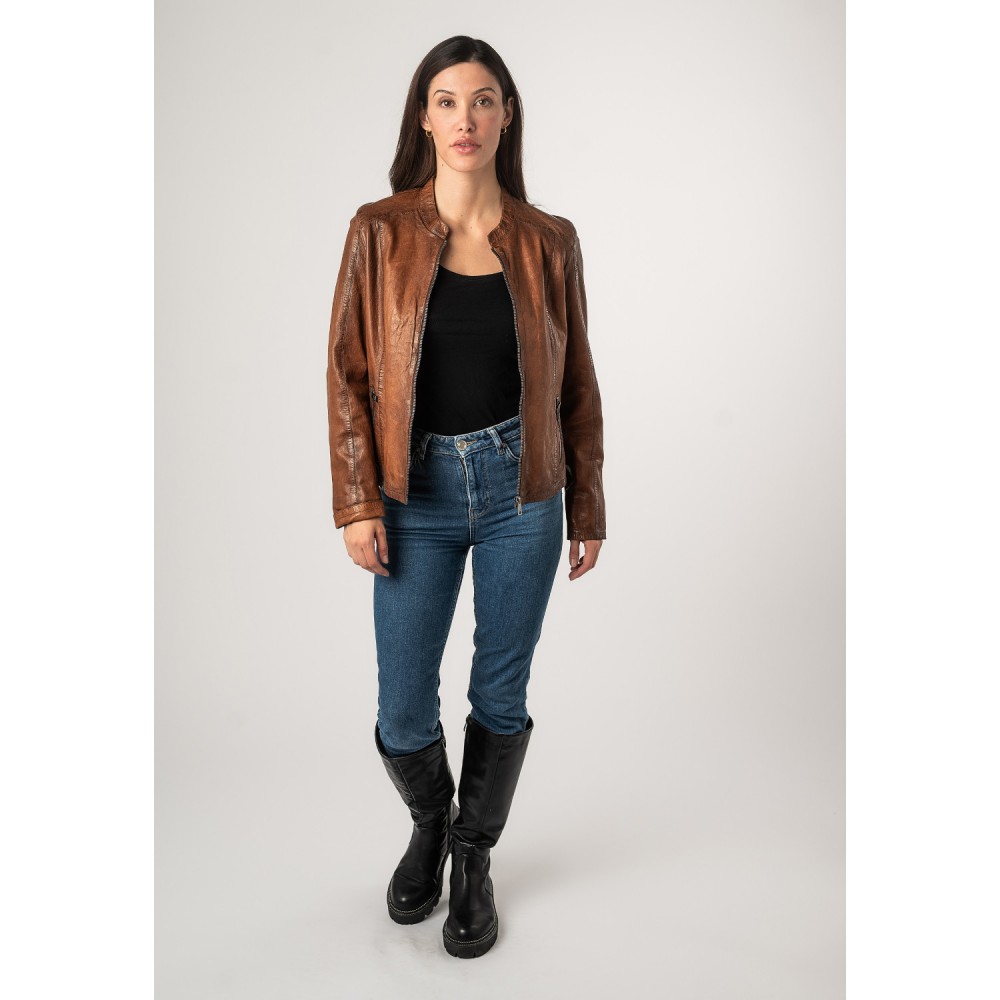 Kurtka skórzana damska Mauritius Cognac MWAndriana - readytowear