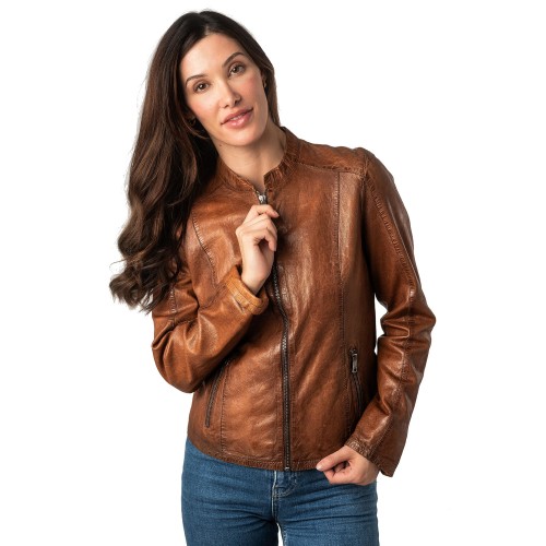 Kurtka skórzana damska Mauritius Cognac MWAndriana