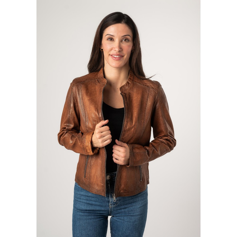 Kurtka skórzana damska Mauritius Cognac MWAndriana - readytowear