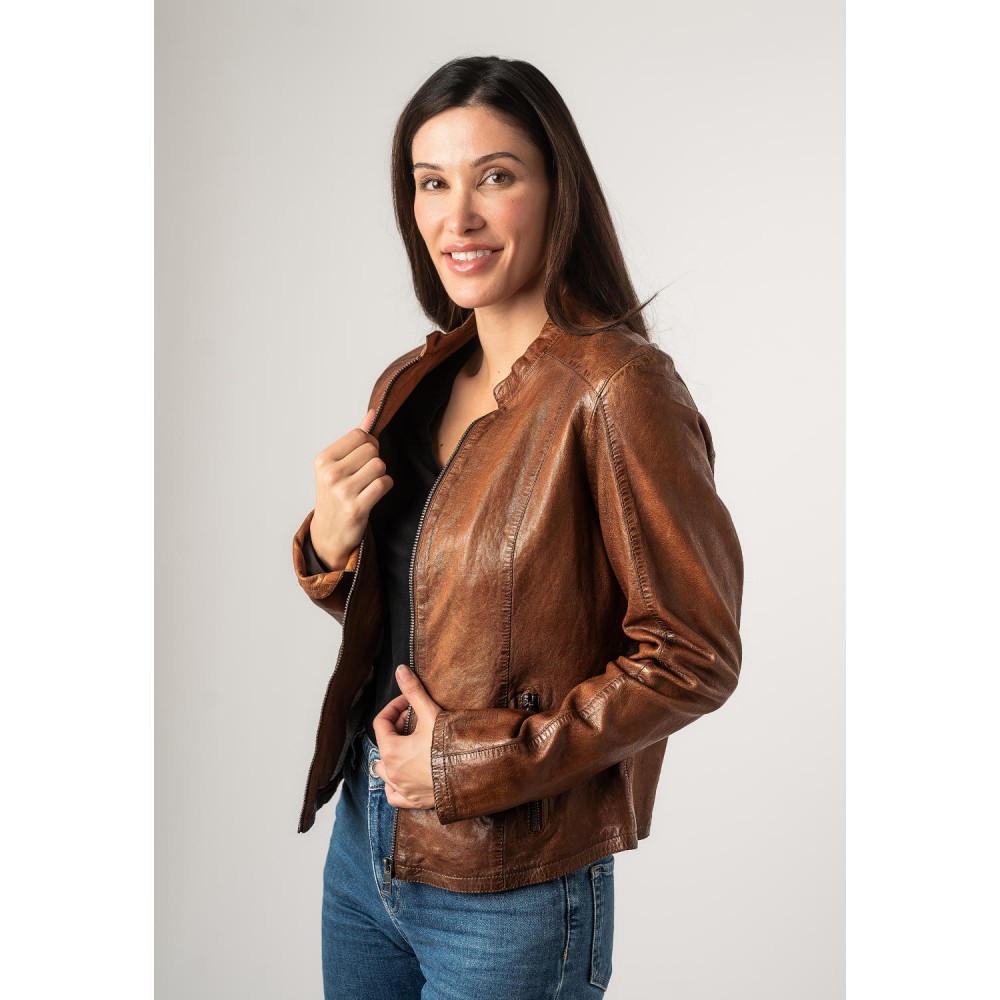Kurtka skórzana damska Mauritius Cognac MWAndriana - readytowear