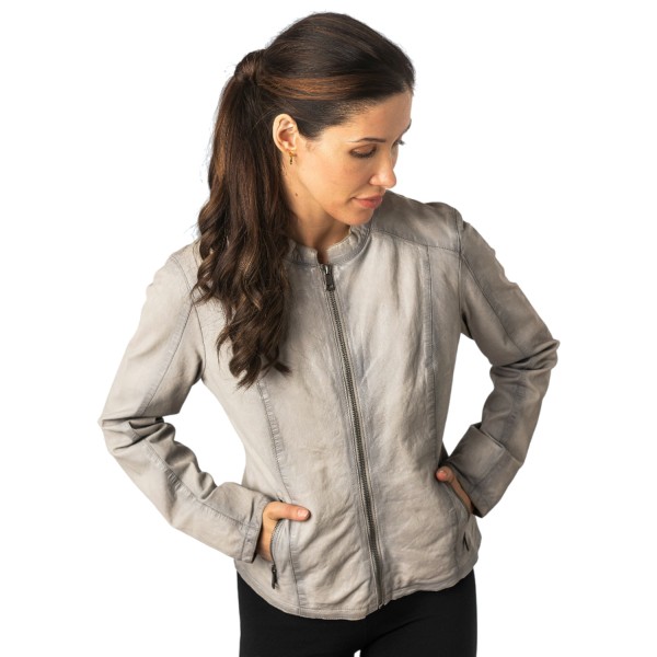 Kurtka skórzana damska Mauritius srebrnoszara MWAndriana