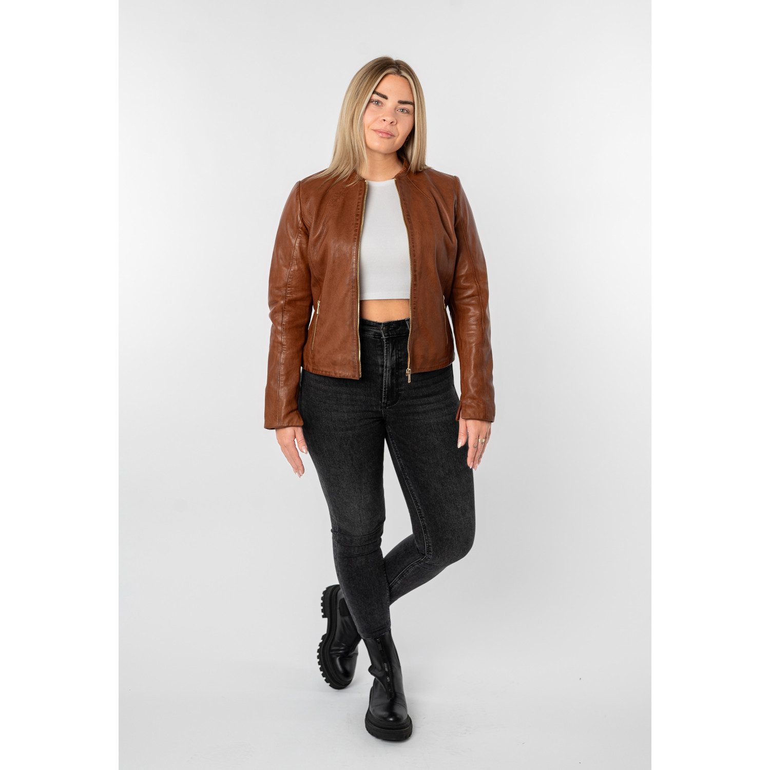 Kurtka skórzana damska Mauritius Cognac MWArmaly – Kurtki skórzane