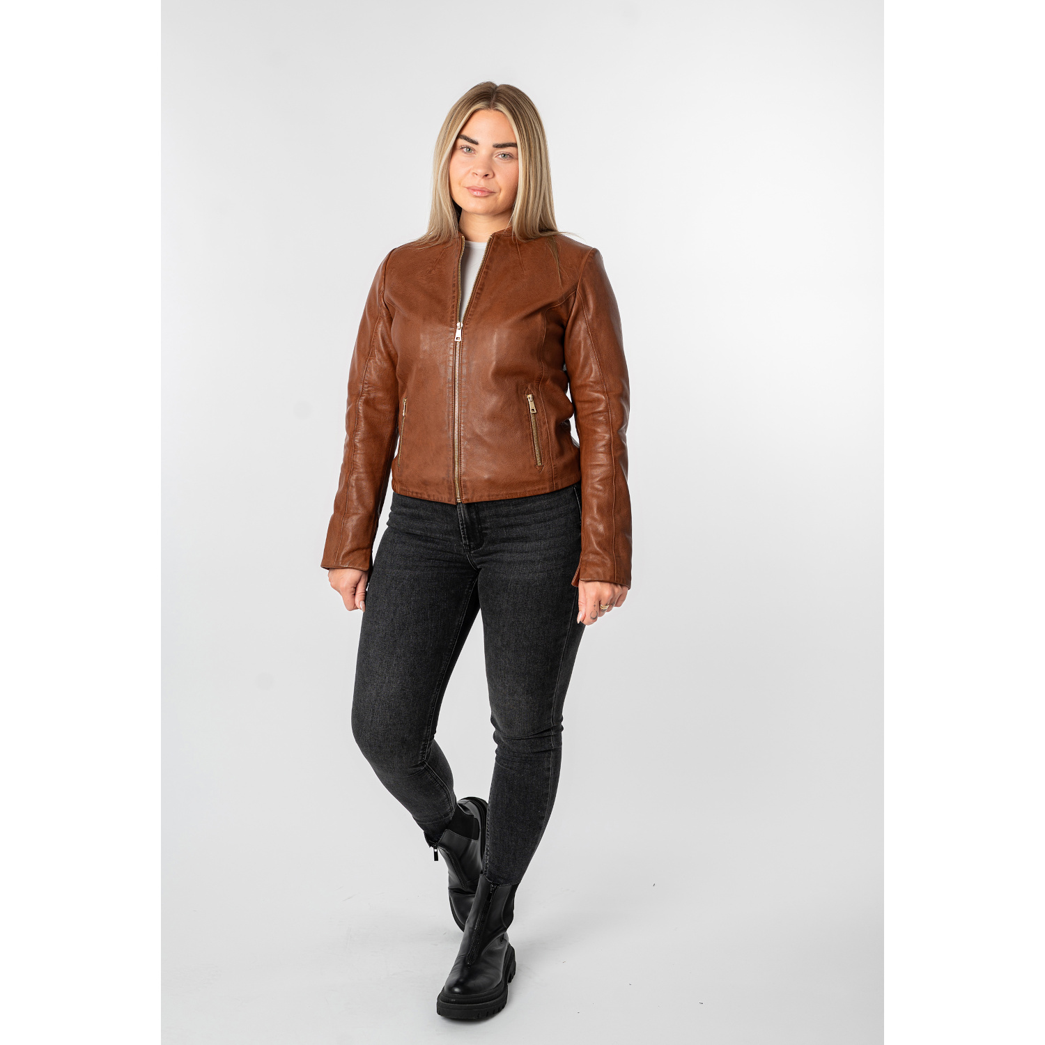 Kurtka skórzana damska Mauritius Cognac MWArmaly – Kurtki skórzane