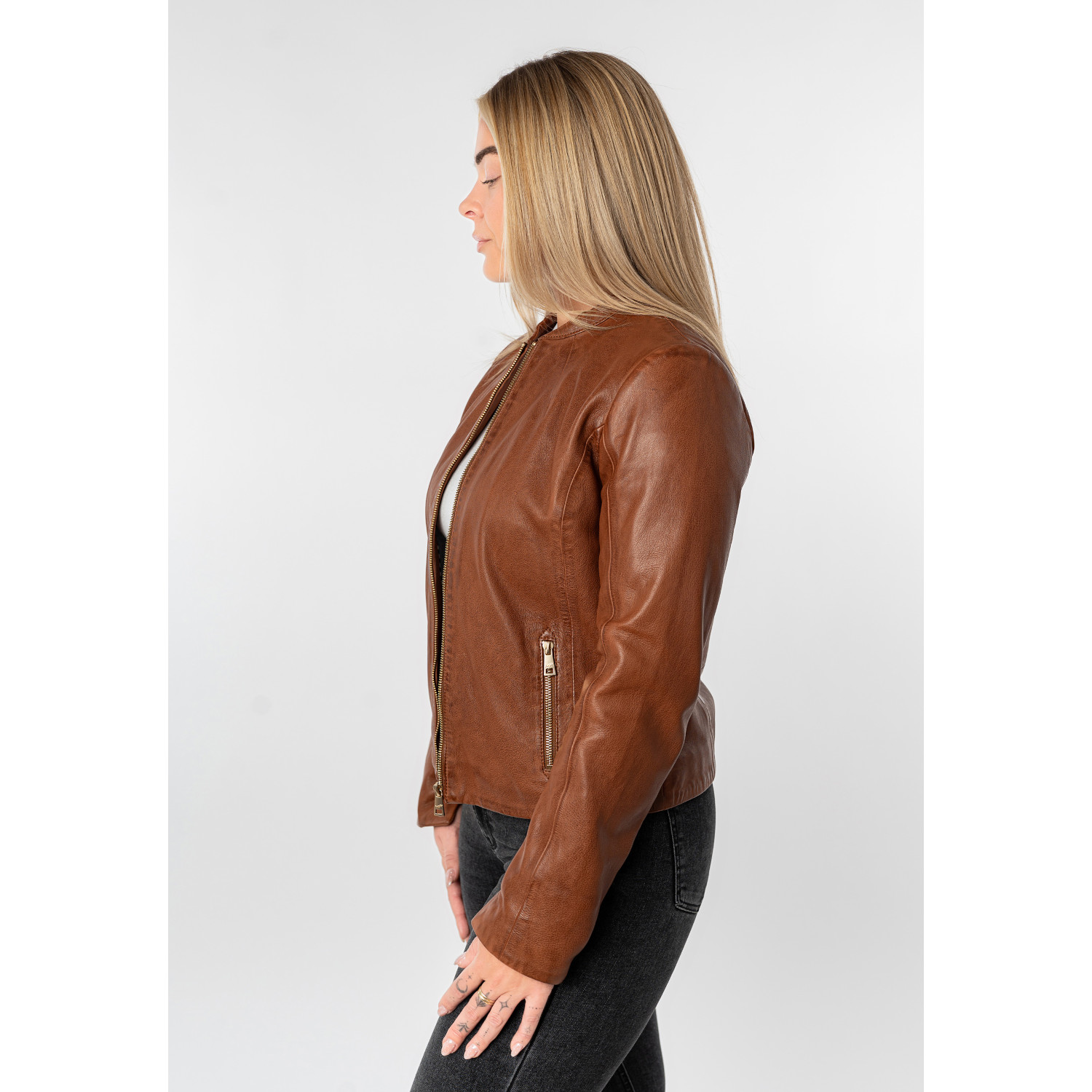 Kurtka skórzana damska Mauritius Cognac MWArmaly – Kurtki skórzane