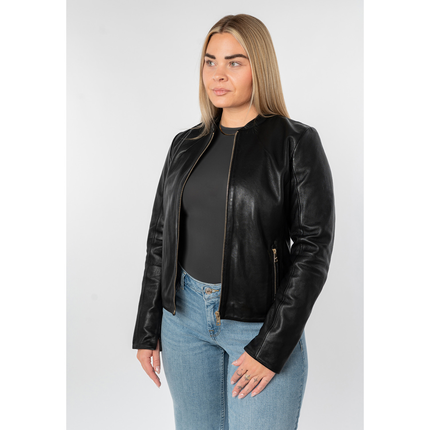 Kurtka skórzana damska Mauritius Czarna MWArmaly – Kurtki skórzane