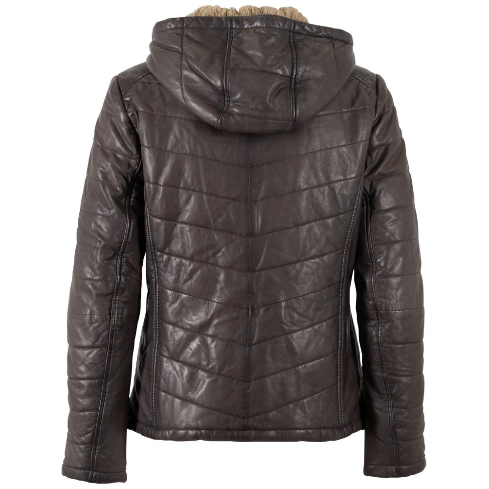 Kurtka skórzana damska Mauritius Ciemnobrązowa MWAurora