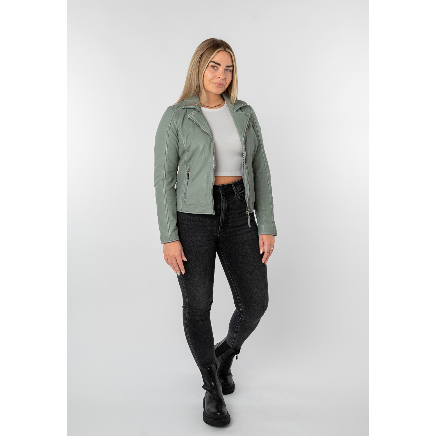 Kurtka skórzana damska Mauritius Dusty Green MWBajah – Kurtki skórzane