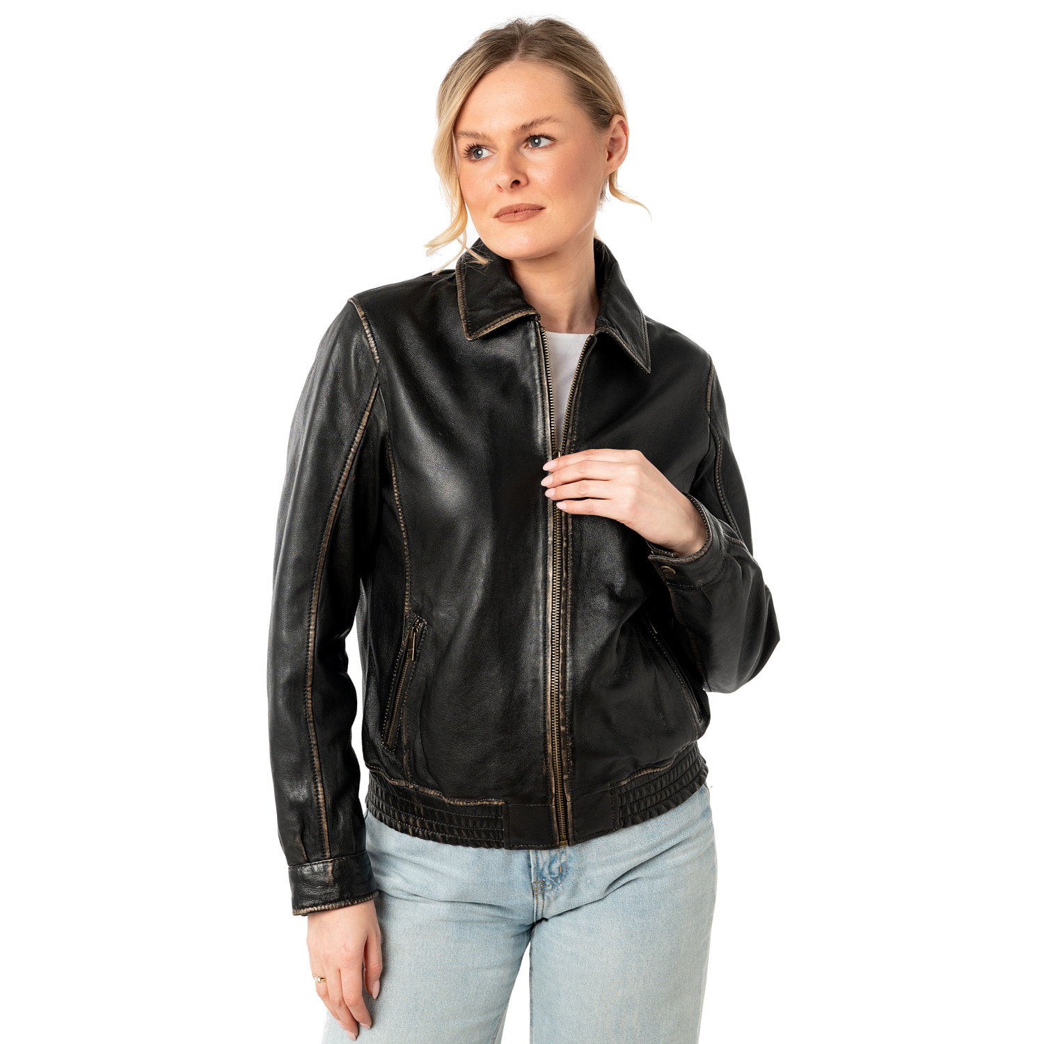 Skórzana Kurtka Damska Mauritius Czarna/Beżowa MWBjanka – Kurtki skórzane Skórzana Kurtka Damska Mauritius Czarna/Beżowa MWBjanka – Kurtki skórzane