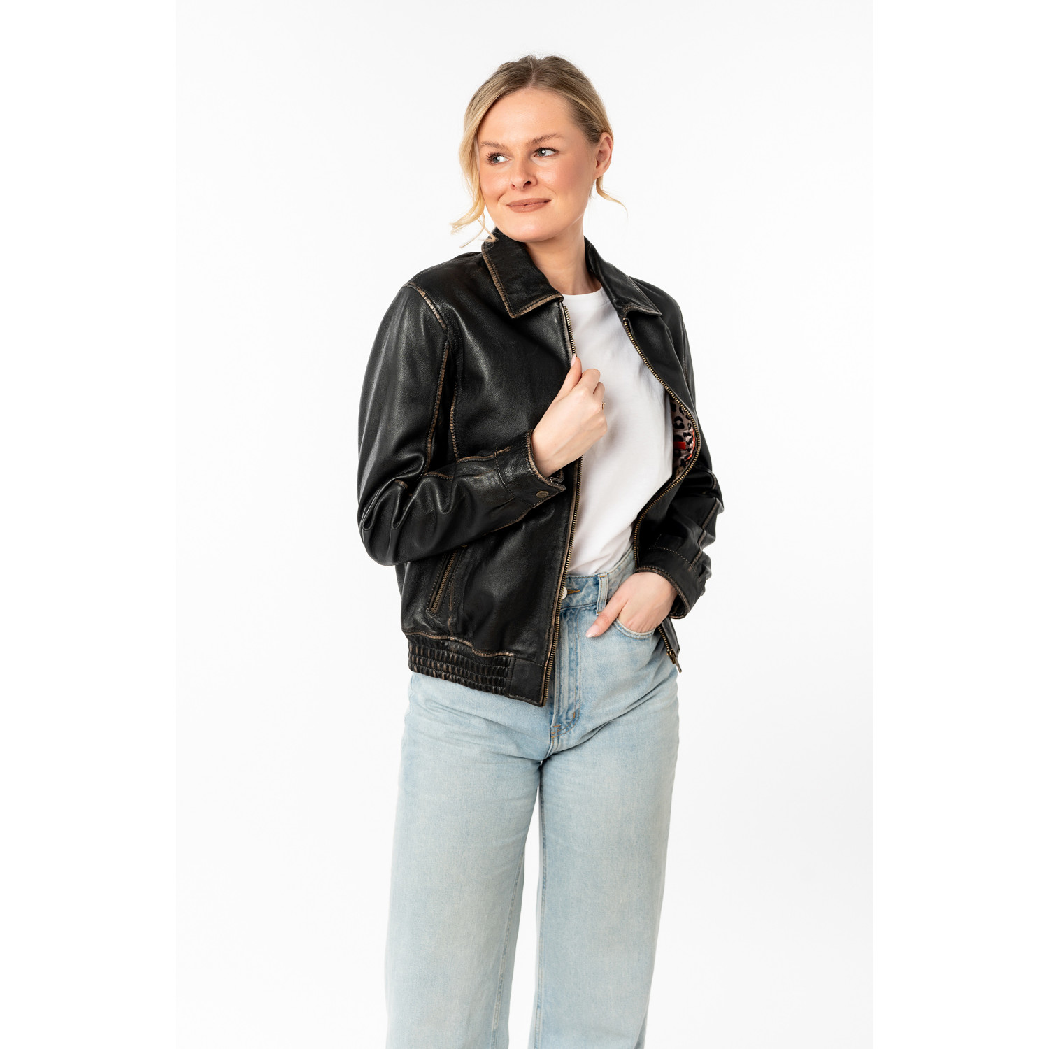 Skórzana Kurtka Damska Mauritius Czarna/Beżowa MWBjanka – Kurtki skórzane Skórzana Kurtka Damska Mauritius Czarna/Beżowa MWBjanka – Kurtki skórzane