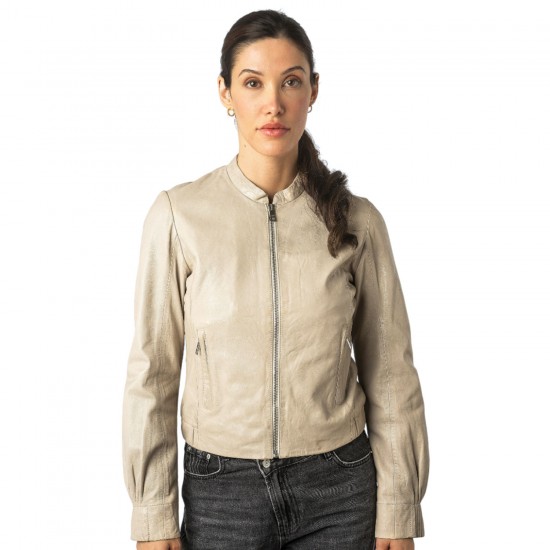 Kurtka skórzana damska Mauritius kość słoniowa MWCandie