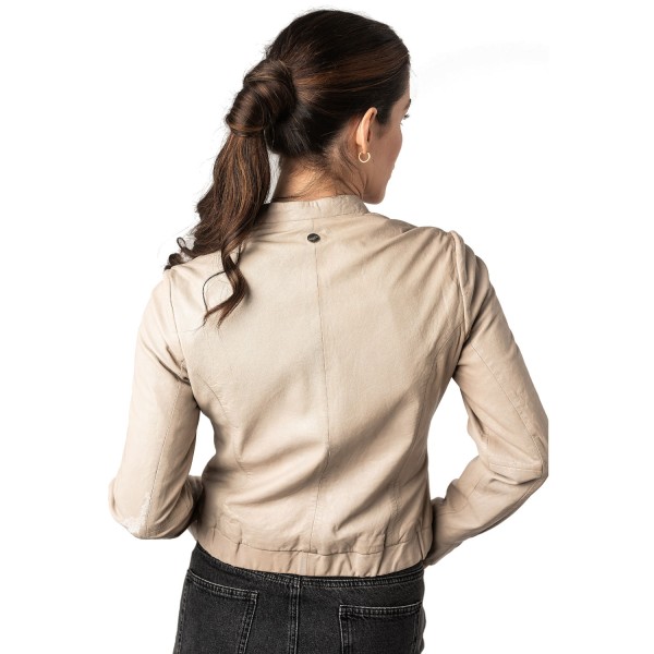 Kurtka skórzana damska Mauritius kość słoniowa MWCandie