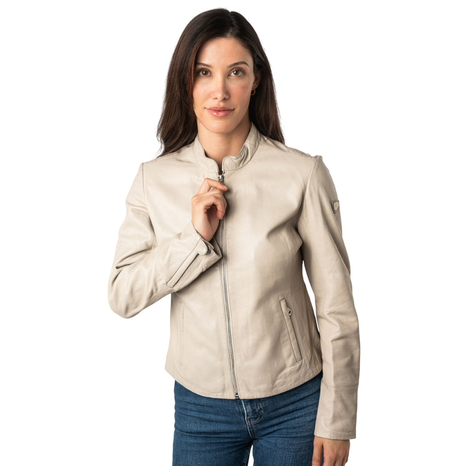 Kurtka skórzana damska Mauritius kość słoniowa MWCelly – Kurtki skórzane