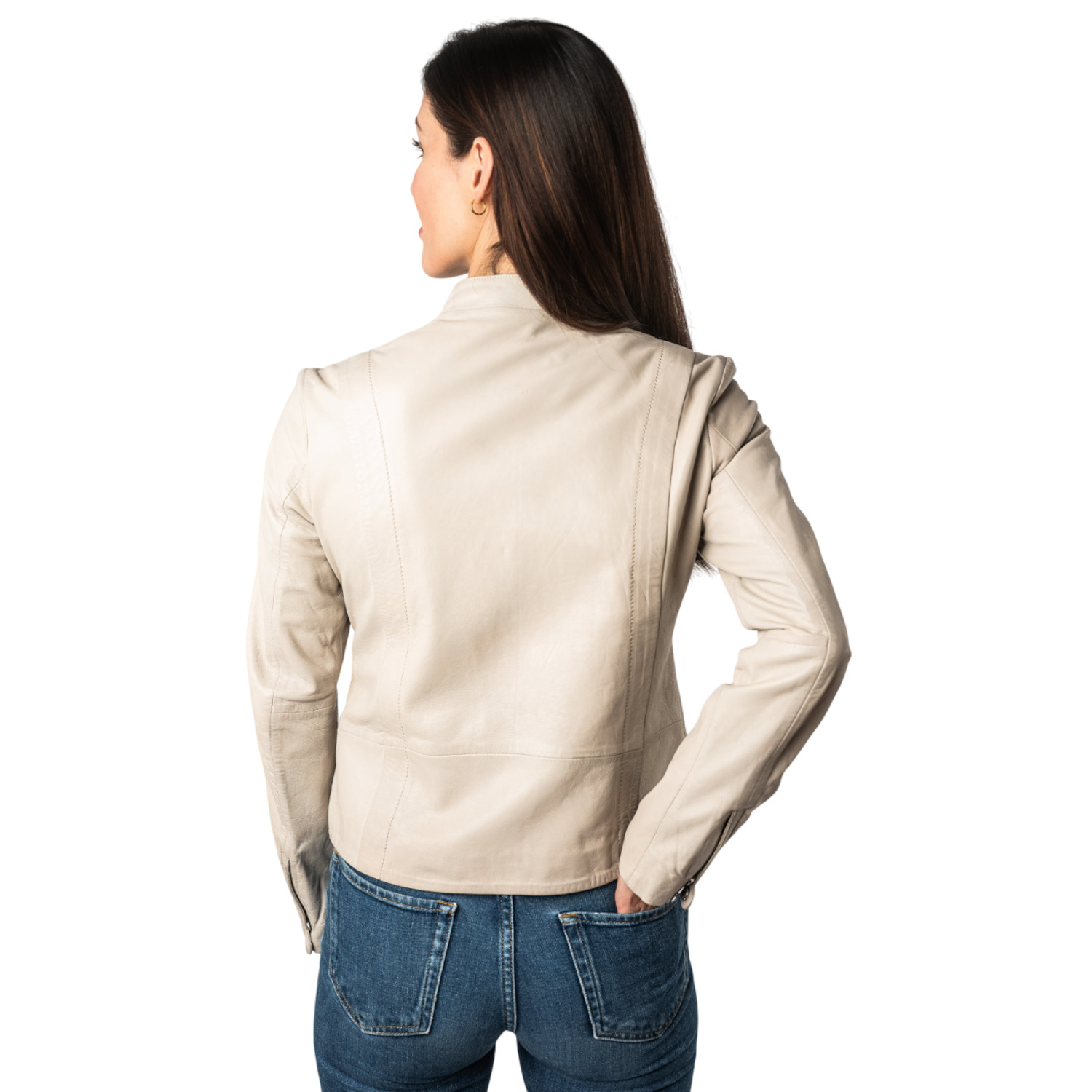 Kurtka skórzana damska Mauritius kość słoniowa MWCelly – Kurtki skórzane