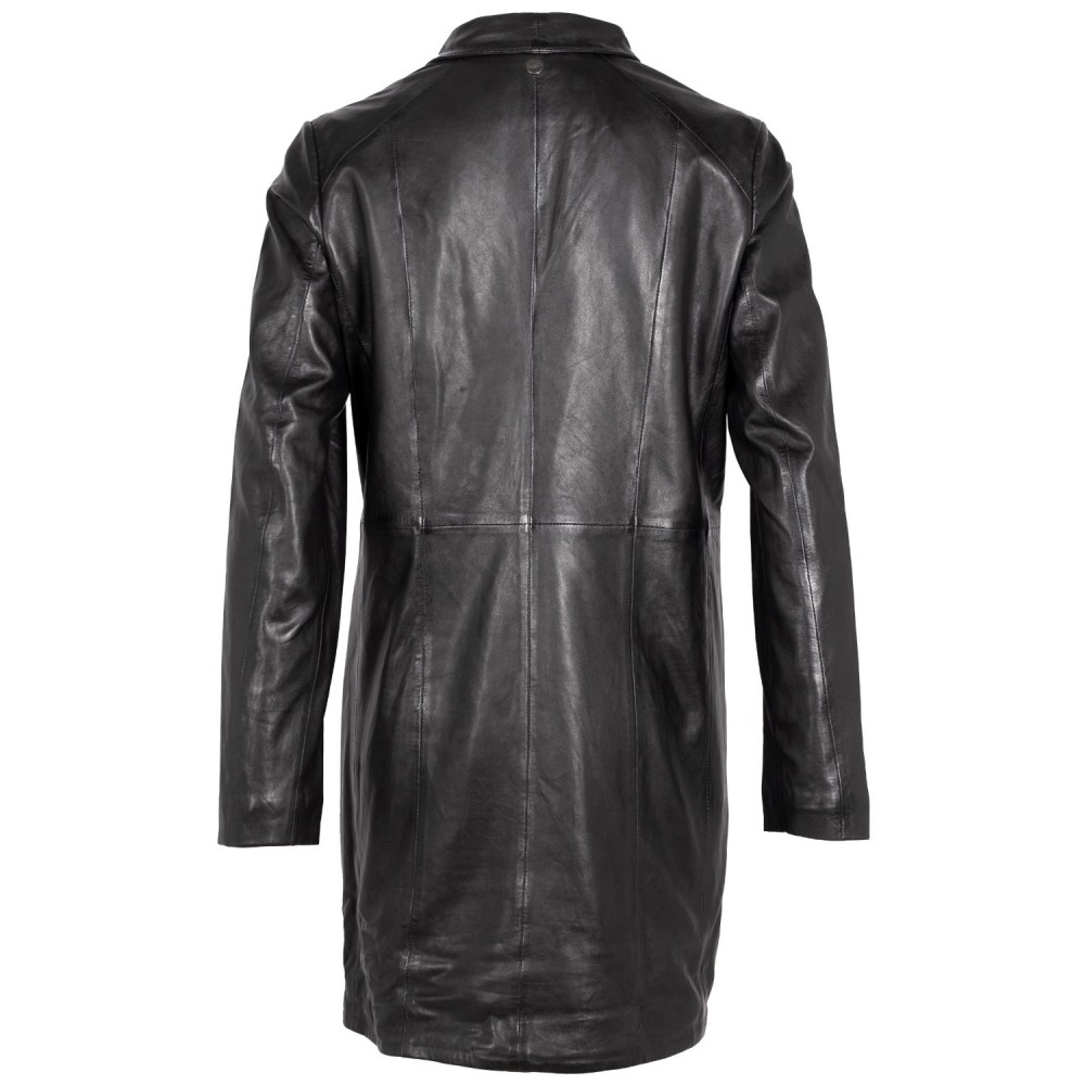 Długa Skórzana Kurtka Damska Mauritius Czarna MWCita - readytowear