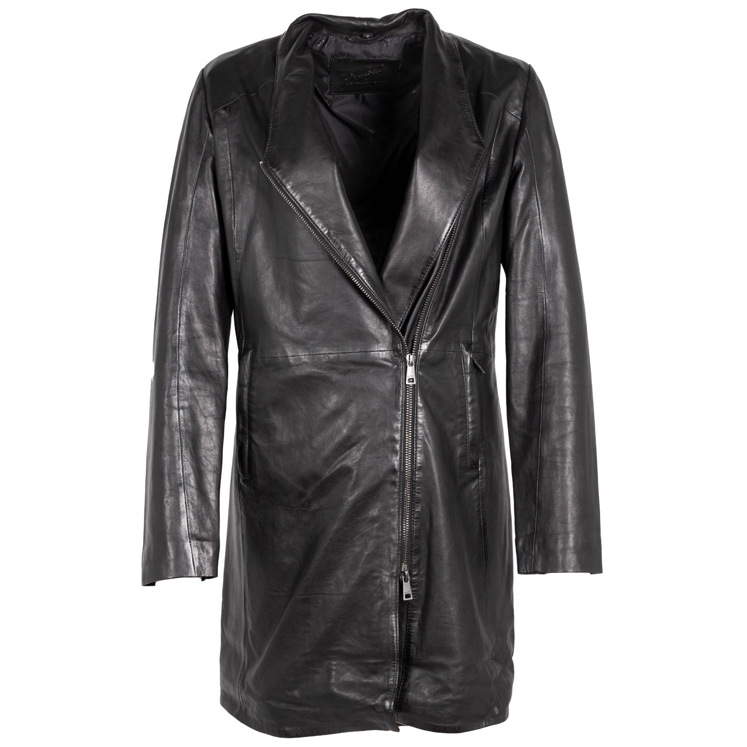 Długa Skórzana Kurtka Damska Mauritius Czarna MWCita – Kurtki skórzane