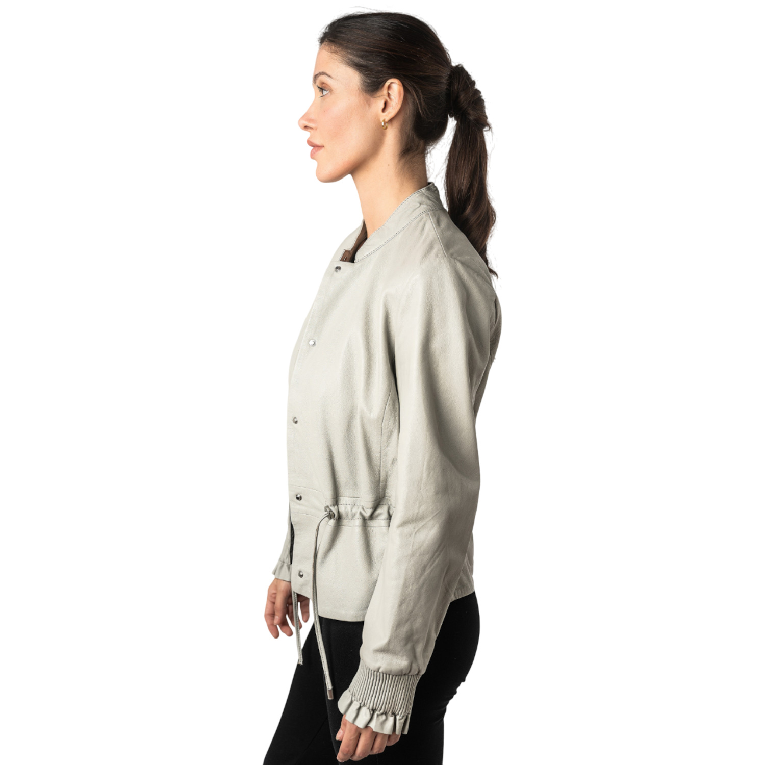 Kurtka skórzana damska Mauritius srebrnoszara MWEbelle – Kurtki skórzane