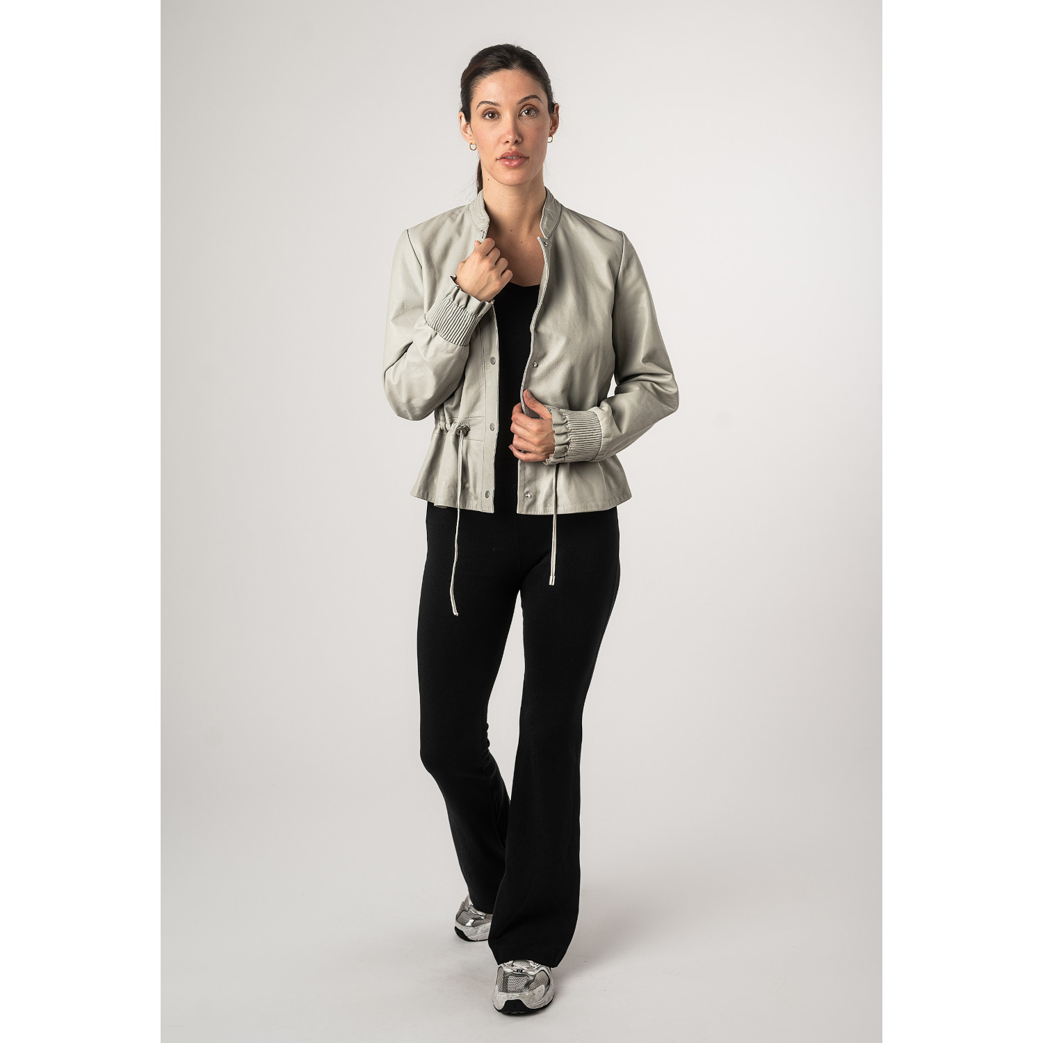 Kurtka skórzana damska Mauritius srebrnoszara MWEbelle – Kurtki skórzane