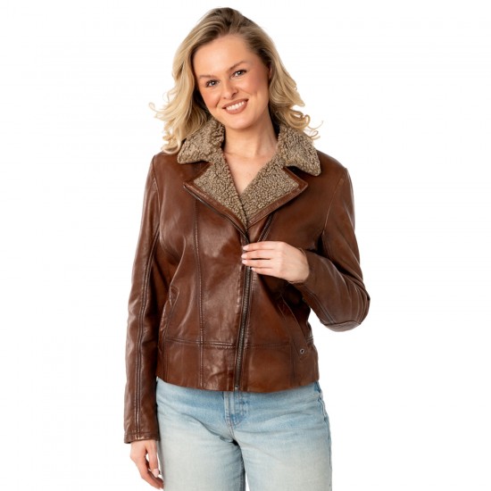 Kurtka skórzana damska Mauritius Ciemny koniak MWElora