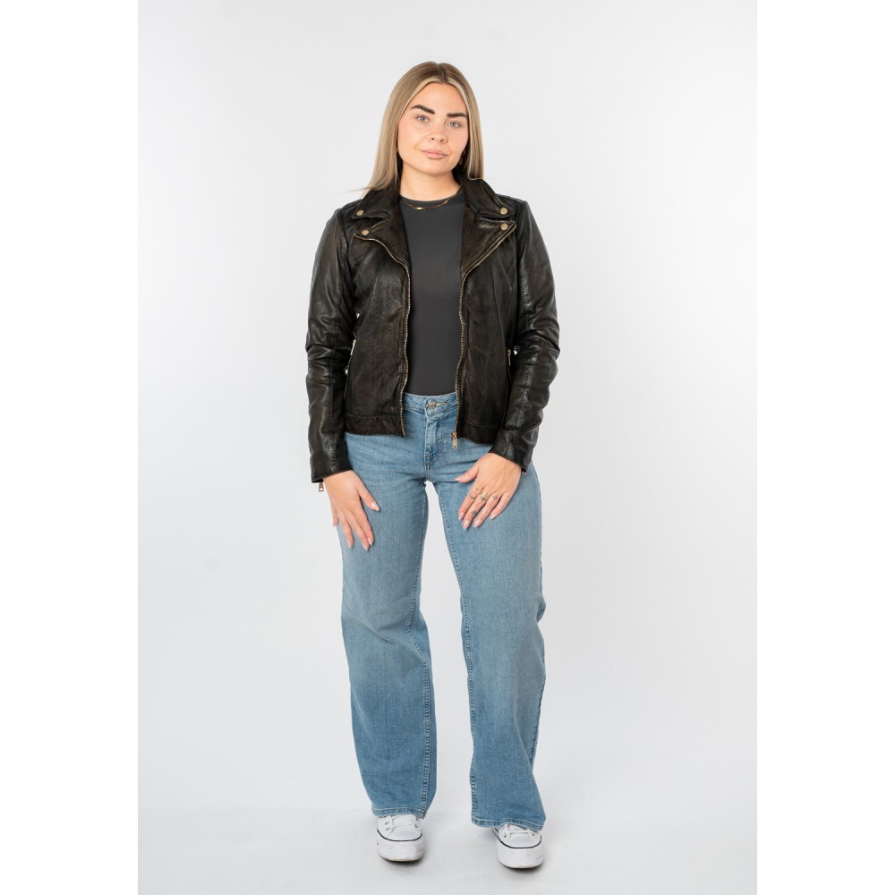 Kurtka skórzana damska Mauritius Antyczna czerń MWEvina - readytowear