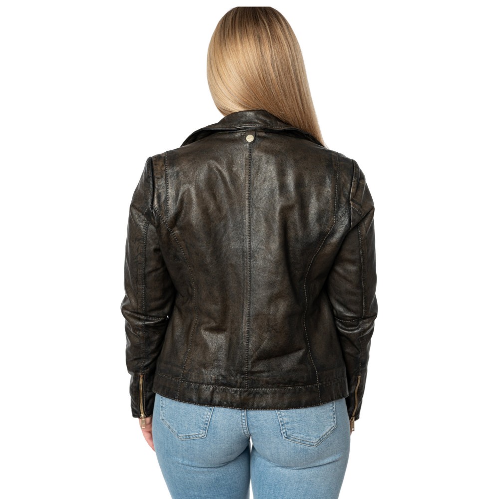 Kurtka skórzana damska Mauritius Antyczna czerń MWEvina