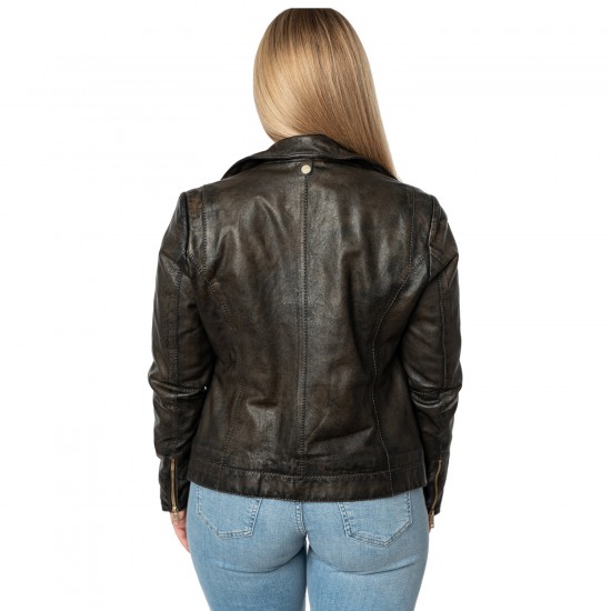 Kurtka skórzana damska Mauritius Antyczna czerń MWEvina