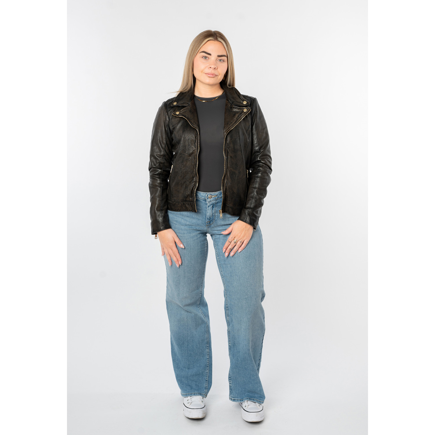 Kurtka skórzana damska Mauritius Antyczna czerń MWEvina – Kurtki skórzane