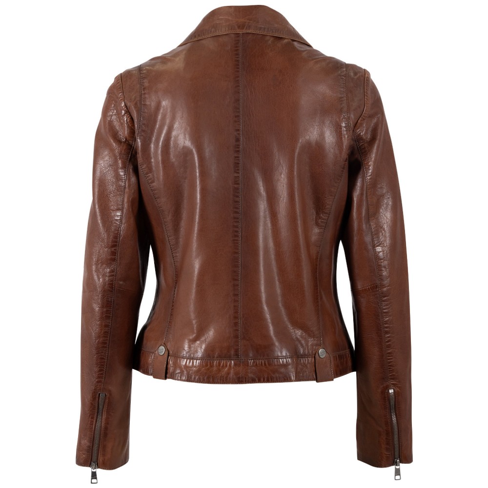 Kurtka skórzana damska Mauritius Ciemny koniak MWFarah - readytowear