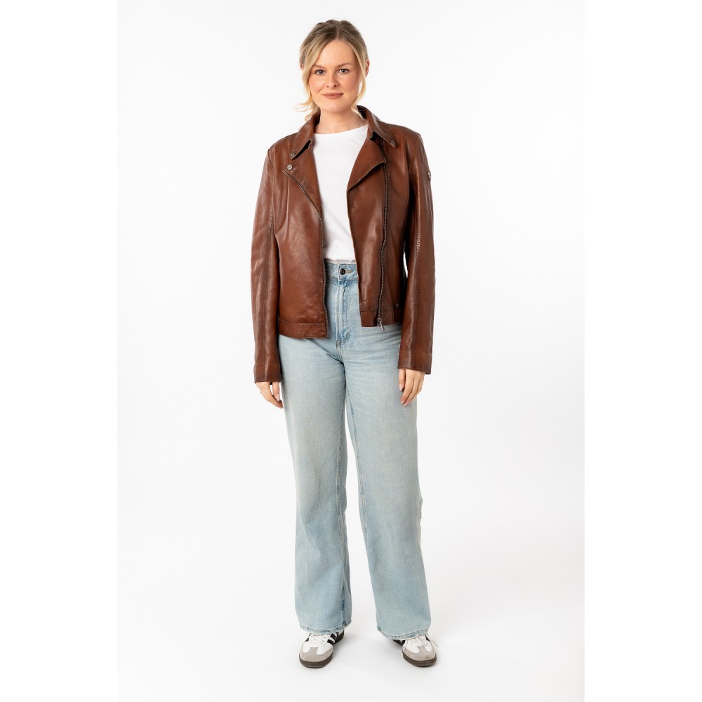 Kurtka skórzana damska Mauritius Ciemny koniak MWFarah - readytowear