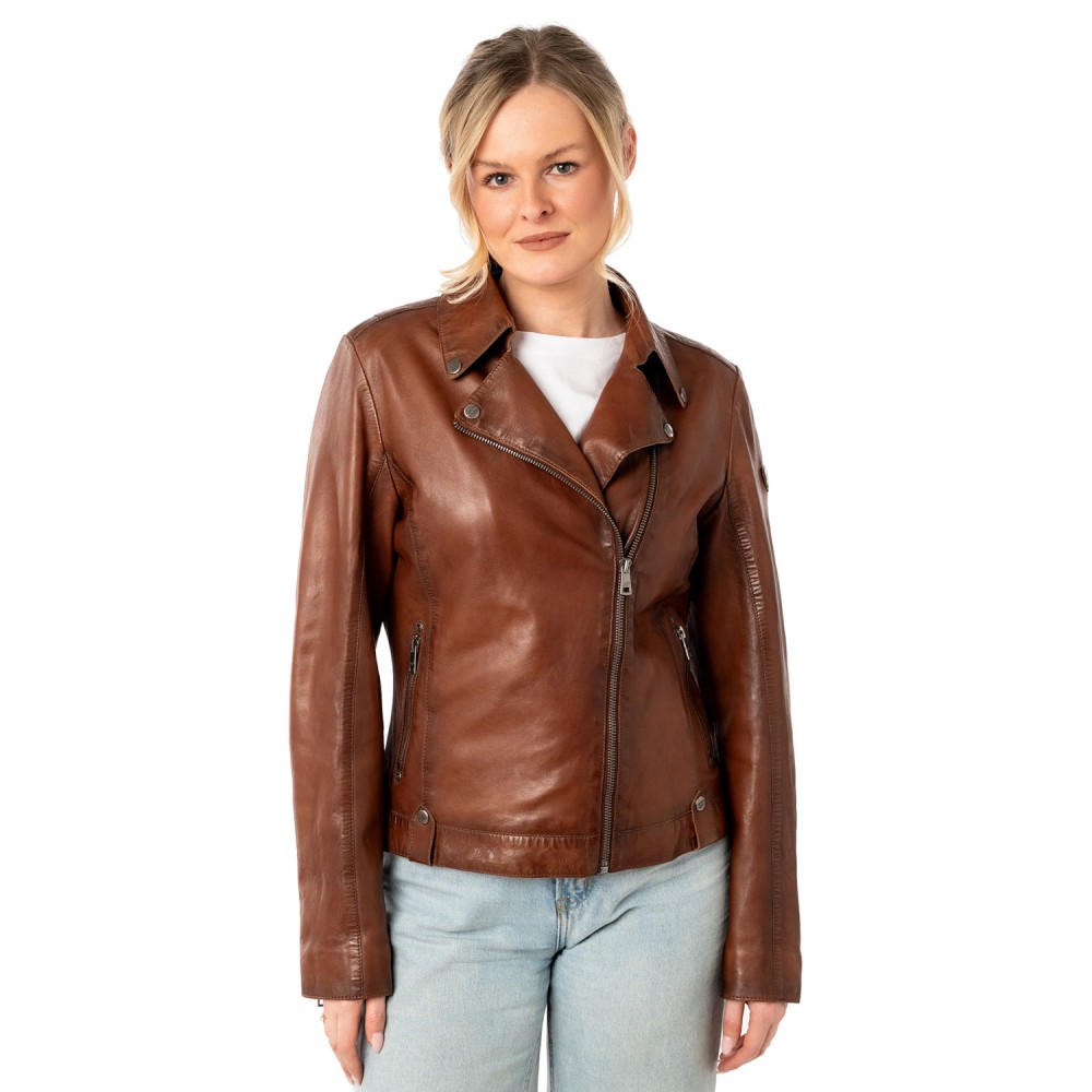 Kurtka skórzana damska Mauritius Ciemny koniak MWFarah